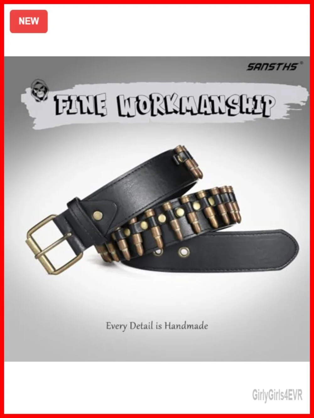 Black Studded Gothic Punk Belt with Metal Buckle Faux Leather Unisex